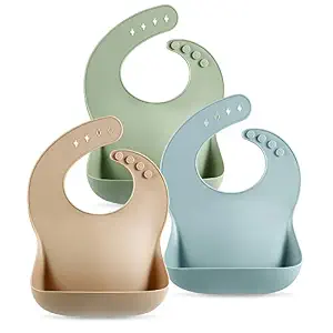 PandaEar 3-Pack Silicone Baby Bibs
