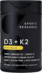 Sports Research Vitamin D3 K2 Softgels
