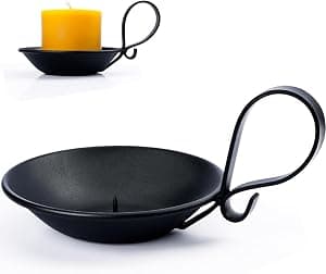 Matte Black Iron Pillar Candle Holder