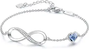 CDE Infinity Heart Birthstone Charm Bracelet