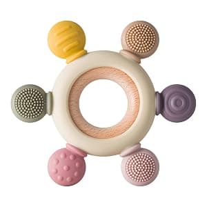 Baby Teething Toy with Wooden Ring