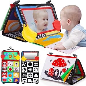 Tummy Time Baby Mirror & Crinkle Book