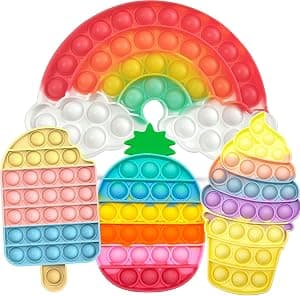 Rainbow Push Bubble Fidget Toys Set