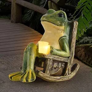 Solar Frog Garden Statue