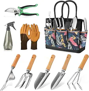 Gardening Tools 9-Piece Set with Organizer