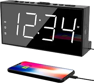 Basic Digital Alarm Clock with USB Charging
