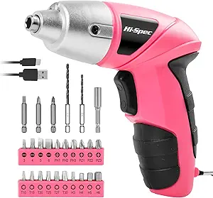Hi-Spec 3.6V Pink Electric Screwdriver Set