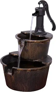 Alpine Corporation Rustic Barrel Water Fountain