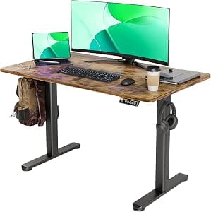 Electric Standing Desk with Rustic Brown Top