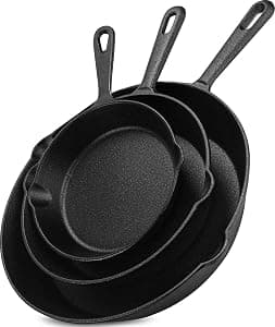 Utopia Kitchen Cast Iron Skillets 3-Piece Set