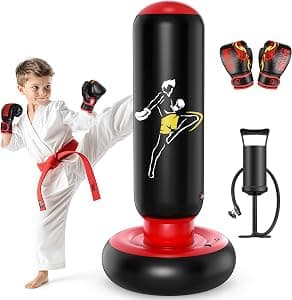 QPAU Kids Punching Bag with Boxing Gloves
