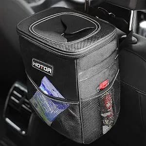 HOTOR Car Trash Can with Storage Pockets