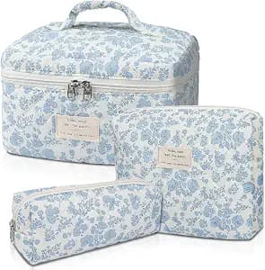 Quilted Floral Makeup Bag