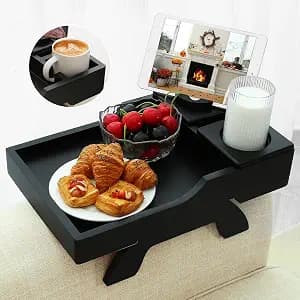 Sofa Arm Tray with Rotating Phone Bracket