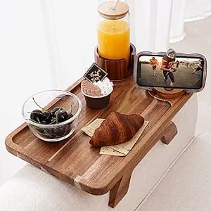 Nnewvante 3-in-1 Acacia Wood Couch Tray