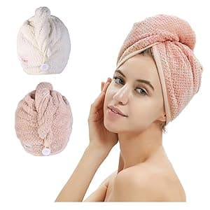 Microfiber Hair Towel Wrap 2-Pack
