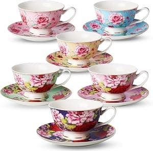 BTaT Floral Tea Cups and Saucers Set