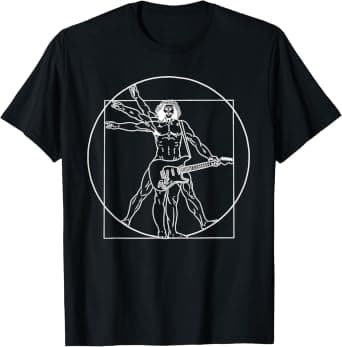 Da Vinci Vitruvian Man Guitar T-Shirt